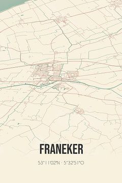 Vintage landkaart van Franeker (Fryslan) van Rezona