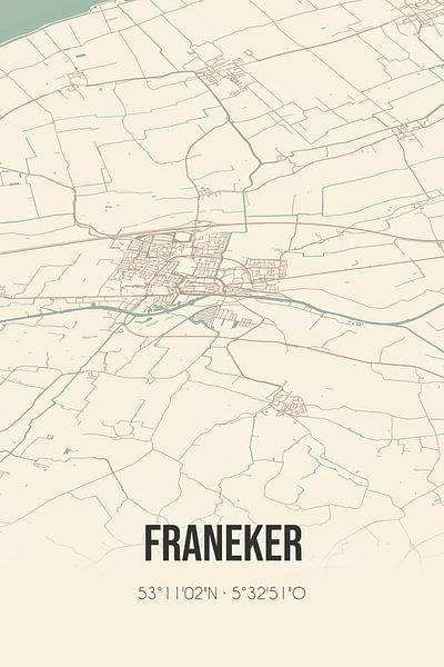 Vintage map of Franeker (Fryslan) by Prints of Place