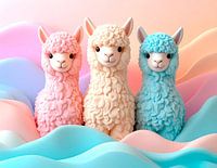 Drie vrolijke alpaca's...