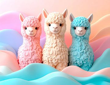 Drie vrolijke alpaca's... van Ans Bastiaanssen
