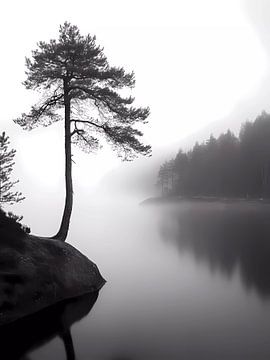 Lone Tree In Mist by haroulita