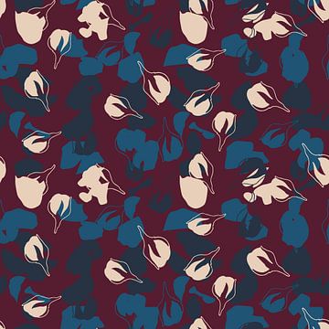 Flower market Oslo. Nordic blossom in wine red, blue and beige by Dina Dankers