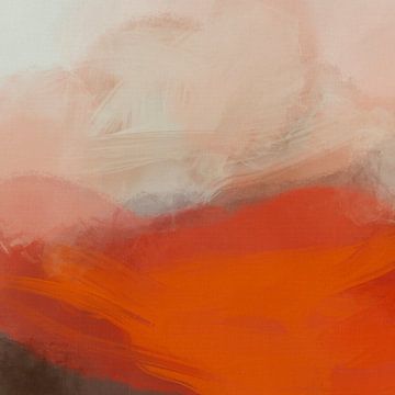 Abstract schilderij 4 Landschap in rood oranje van Ana Rut Bre