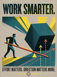 Intelligenter arbeiten – Einsatz zählt, aber die Richtung zählt noch mehr – Motivationsorientiertes, retro-konstruktivistisches Grafikdesign von Riswan Ratta