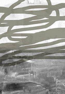 Neutraal minimalistisch abstract landschap. van Dina Dankers