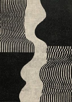 Abstraction contrastée avec des lignes ondulées