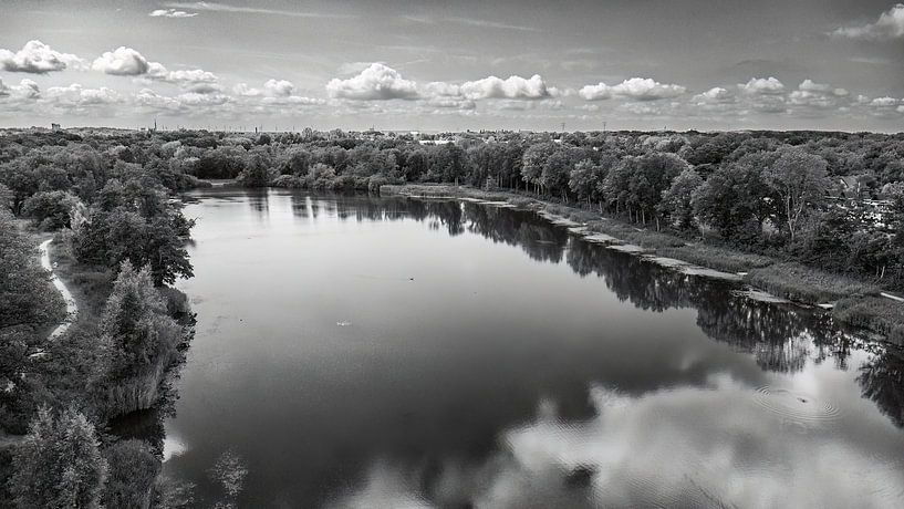 Groote Melanen à Halsteren (photo aérienne, noir et blanc) par Fotografie Jeronimo