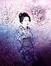 Lila Geisha im Sommer Garten im Japandi Stil von Mad Dog Art Miniaturansicht