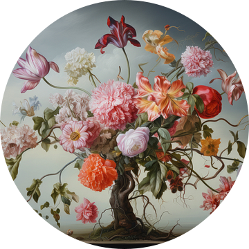 Stilleven boom met bloemen van Digitale Schilderijen
