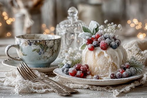 Romantisch Stilleven - Dessert en Koffie
