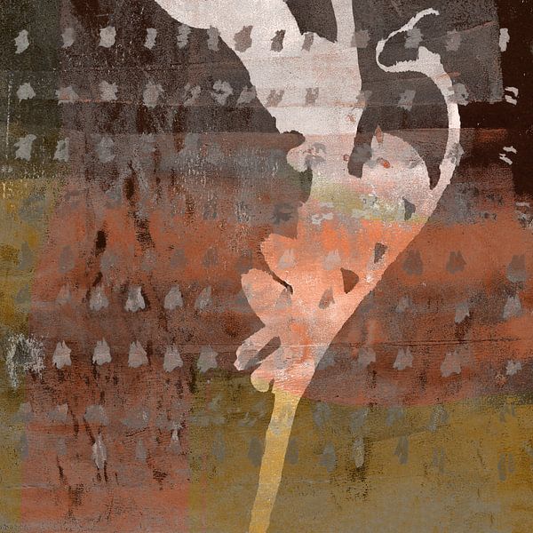 Mixed media botanical in wabi-sabi style. Flower in earthy tones. by Abstract Minimalist Art