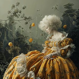 Viktorianische Eleganz | Ein üppiges Kleid, weiße Perücke und ein perfektes Orange