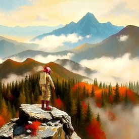 Astronaut über dem Nebelmeer – Hommage an Caspar David Friedrich und Meditation über Zeit, Ferne und menschliche Vorstellungskraft von AidasignArt