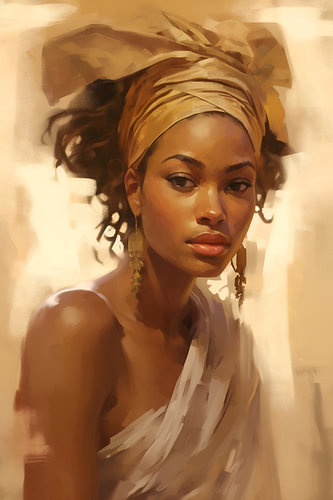 Afrikanerin mit goldenem Kopftuch
