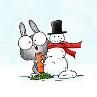 Kinderzimmer Kaninchen mit Schneemann