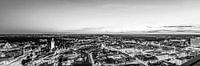 Panorama Skyline Leipzig bei Nacht - Monochrom