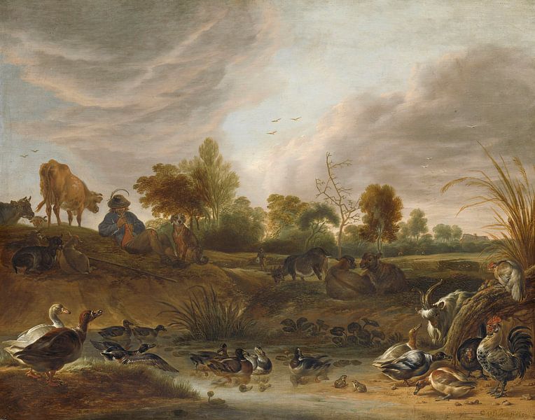 Landscape with animals, Cornelis Saftleven by Masterful Masters