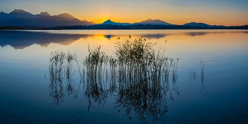 Zonsondergang, Hopfensee meer