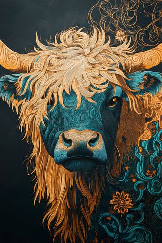 Kunstzinnige Schotse Hooglander met Gedraaide Haardetails