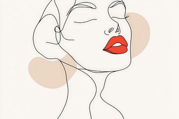 Ligne féminine stylisée avec rouge à lèvres rouge sur Poster Art Shop