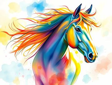 Paard in coloursplash