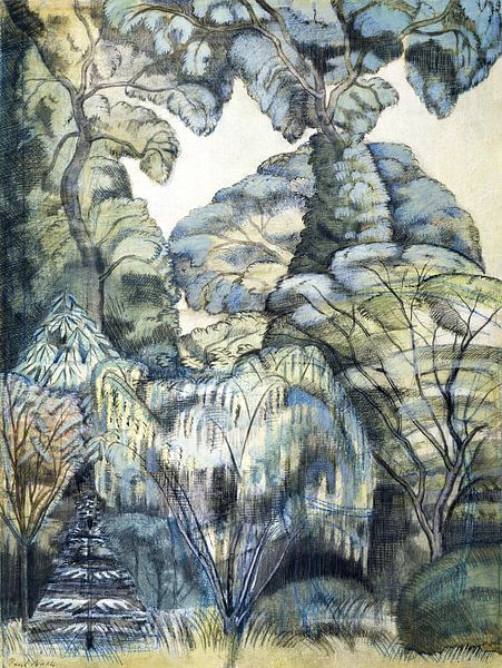 Bomen in de vogeltuin, Paul Nash - 1913 van Het Archief