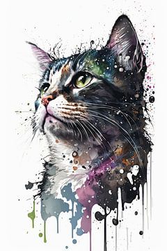 Cat - Watercolour by New Future Art Gallery