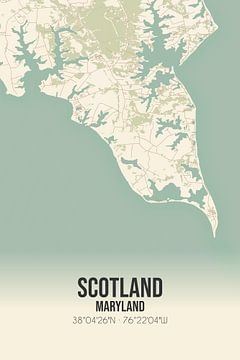 Vintage landkaart van Scotland (Maryland), USA. van Rezona
