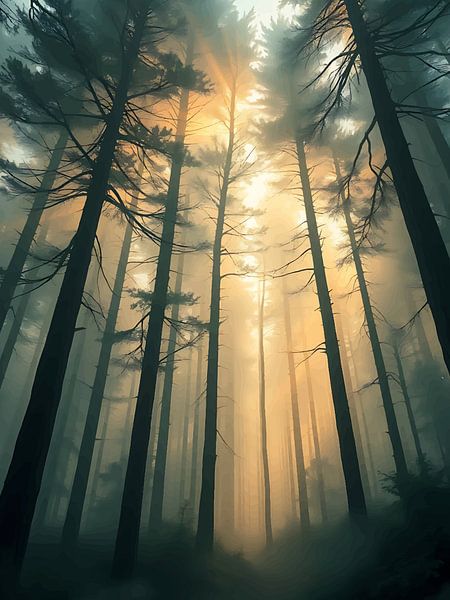 Misty Forest Sunlight by rendyokt rendy