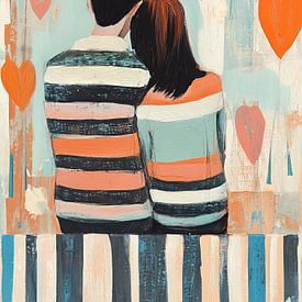 Stel met harten | Stel met harten van Blikvanger Schilderijen