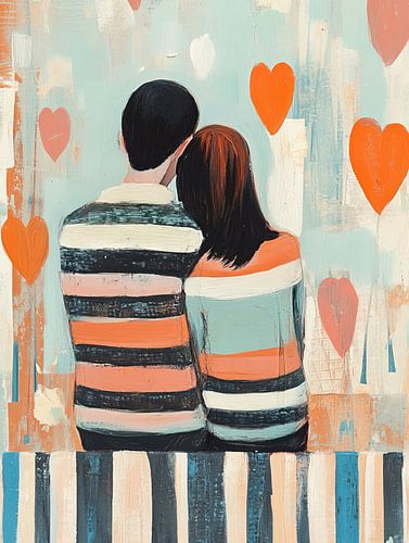 Couple with hearts | Couple with hearts by Eye catching paintings