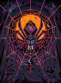 Cosmic Arachnid Spider Crystal Web Observatory Graphic Illustration by The Deeper Way