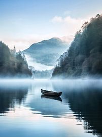 Boat in a mountain lake
