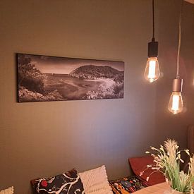 Customer photo: Bay with beach on the island of Ibiza in black and white . by Manfred Voss, Black-White Photography, on ArtFrame