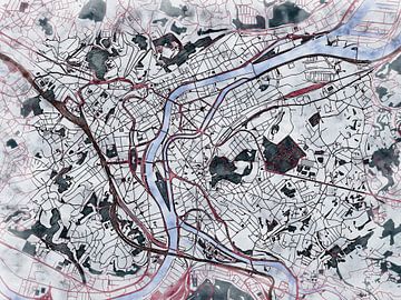 Kaart van Luik in de stijl 'White Winter' van Maporia