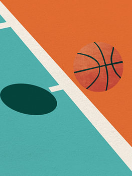 Minimal Art einfach Retro Vintage Basket Ball Sport
