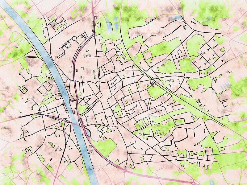 Carte de Beringen avec le style 'Soothing Spring' par Maporia