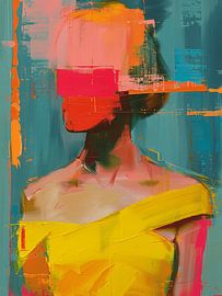 Modern abstract portrait in bright neon colours by Carla Van Iersel