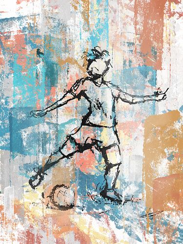 Voetballer in houtskool