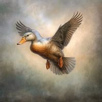 Duck in flight