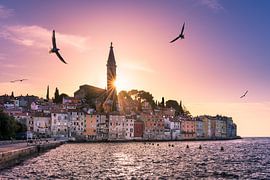 Zonsondergang in Rovinj, Kroatië van Michael Abid