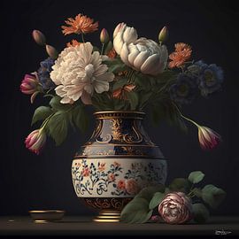 Nature morte avec des fleurs. sur Gelissen Artworks
