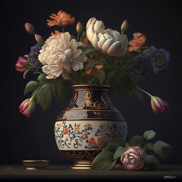 Stilleben mit Blumen. von Gelissen Artworks