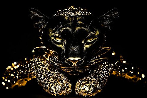 Zwarte panter met gouden accenten