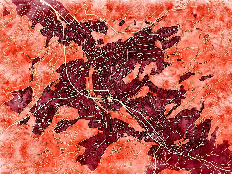 Carte de Baden-Baden avec le style 'Amber Autumn' par Maporia