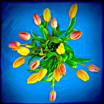 Kleurrijk tulpenboeket van Leopold Brix