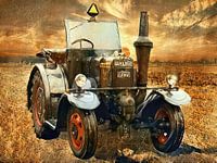Tractor Lanz Eilbulldog in sepia stijl