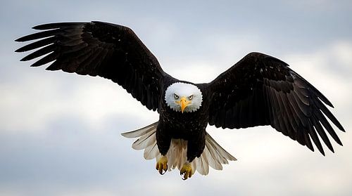 Wanddecoratie met een zwevende Amerikaanse zeearend, foto van een majestueuze vogel