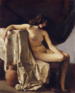 Rudolf Nissl – Sitzender weiblicher Akt in elegischer Stimmung, ca. 1925