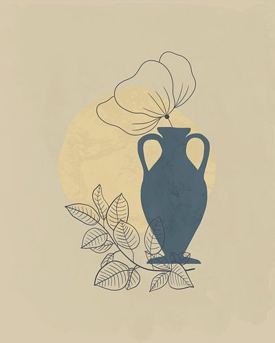 Minimalist still life with a blue amphora